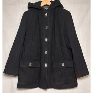 Braetan Women’s Sz M Wool Outdoor Hooded Coat Black Long Sleeve Lined